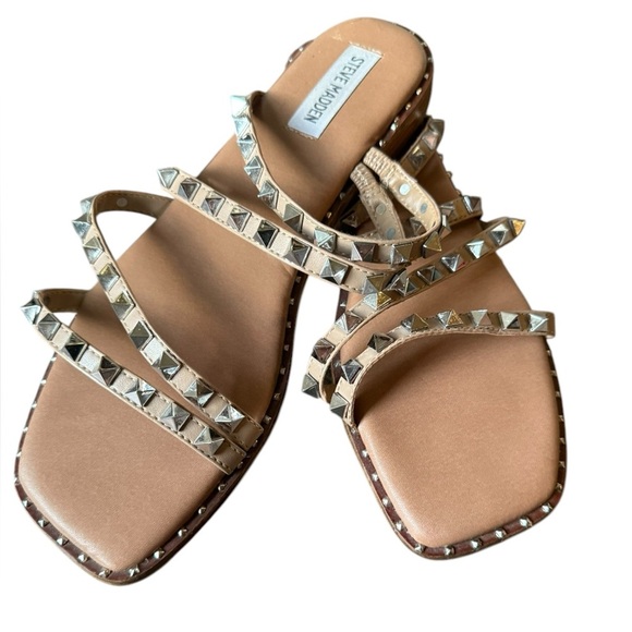 Steve Madden skyler Studded strappy flat slip on Sandals summer women’s shoe 10 - Picture 1 of 6
